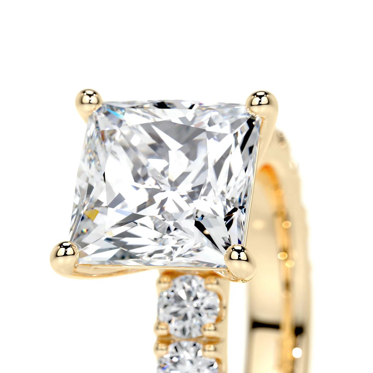 Princess Cut Pave Engagement Ring 18K & Platinum - Raphana Jewellery