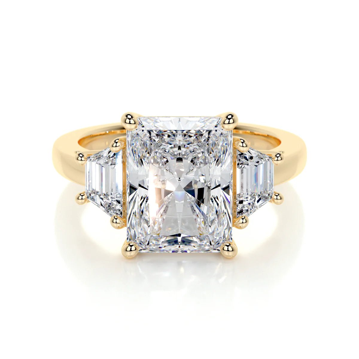 Three Stone Radiant Cut Diamond Engagement Ring - Raphana Jewellery