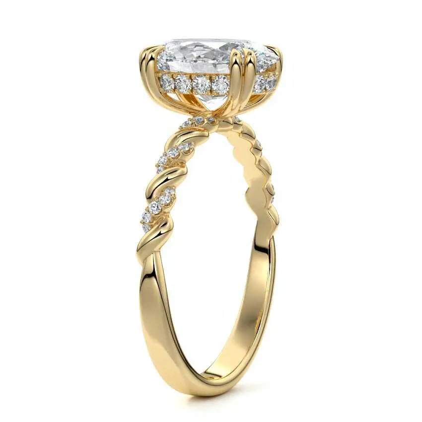 Twisted Band Pave One of a Kind Engagement Ring - Raphana Jewellery