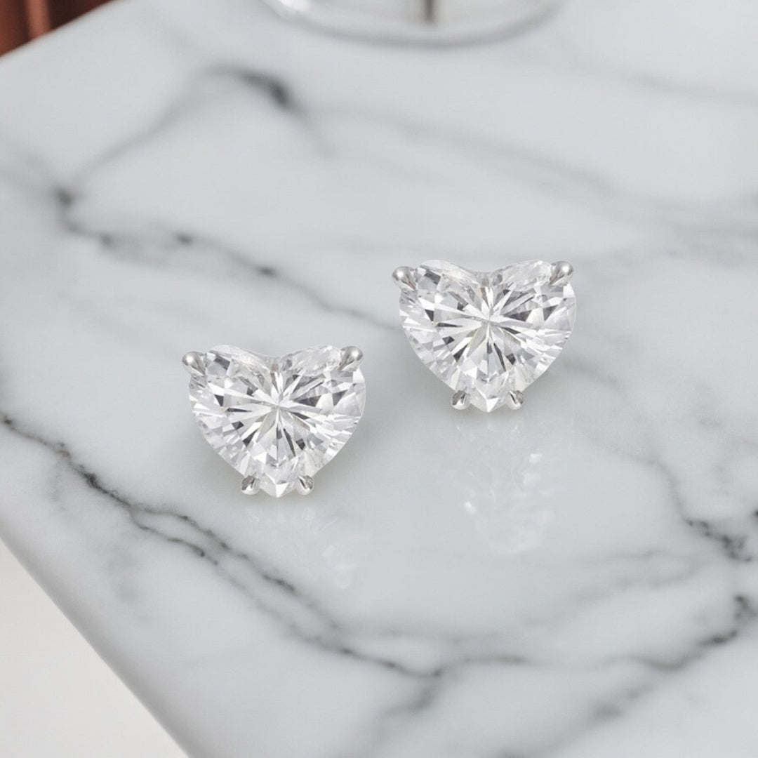 Heart Shape Diamond Earrings - Raphana Jewellery