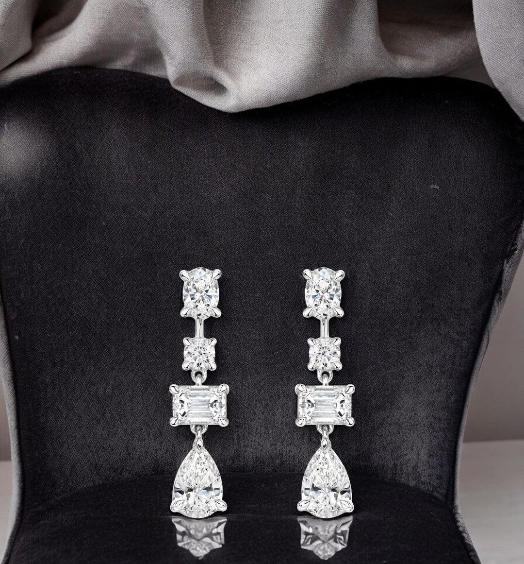 Mixed Shapes Diamond Earrings - Raphana Jewellery
