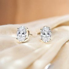 Oval Diamond Earrings - Raphana Jewellery