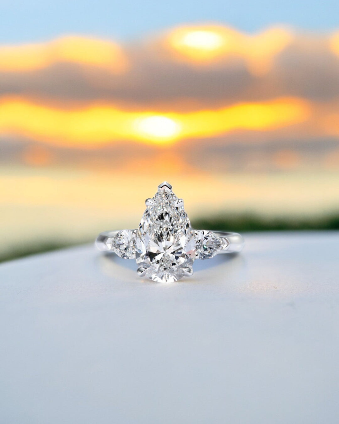 Pear Cut Diamond Rings - Raphana Jewellery