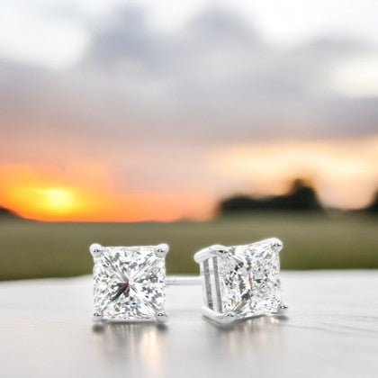 Princess Cut Diamond Earrings - Raphana Jewellery