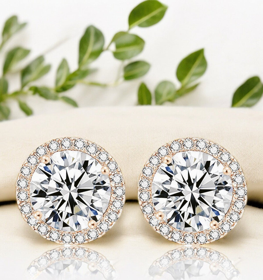 Round Diamond Earrings - Raphana Jewellery