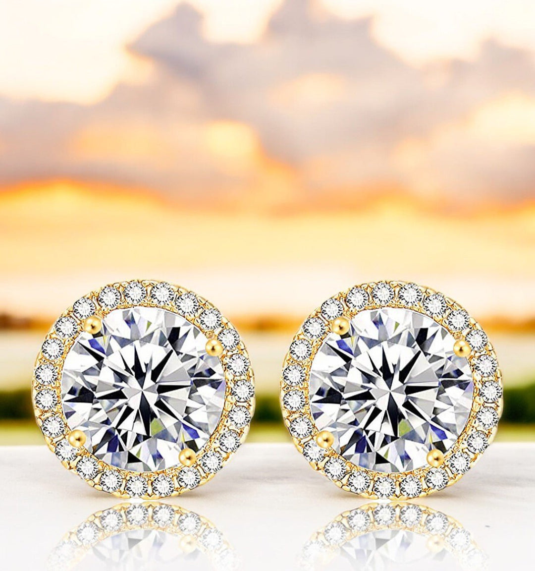 Yellow Gold Diamond Earrings - Raphana Jewellery