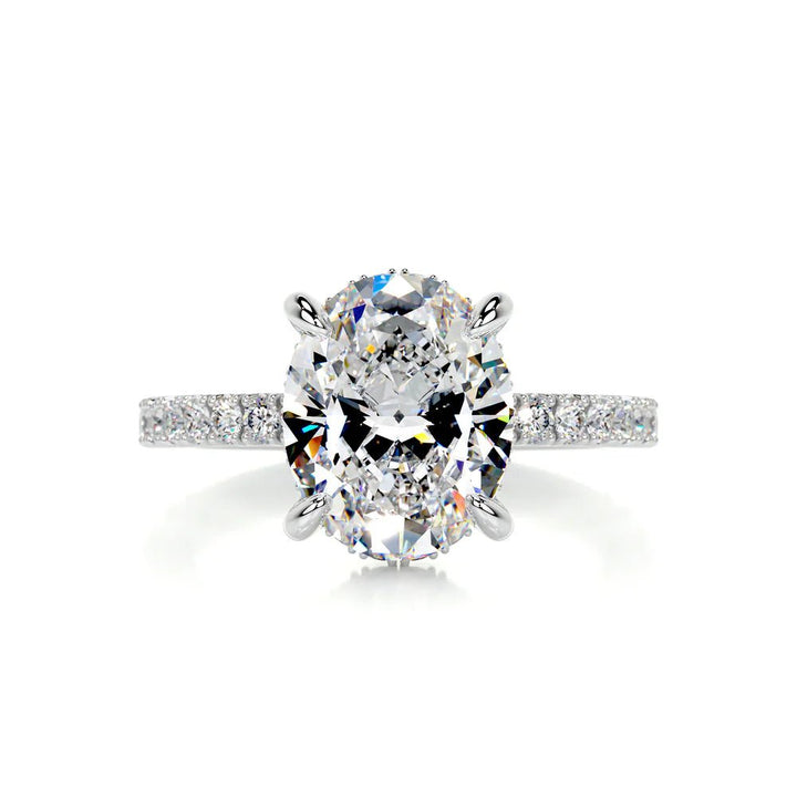 1.5 carat oval pavé lab grown diamond engagement ring in white gold