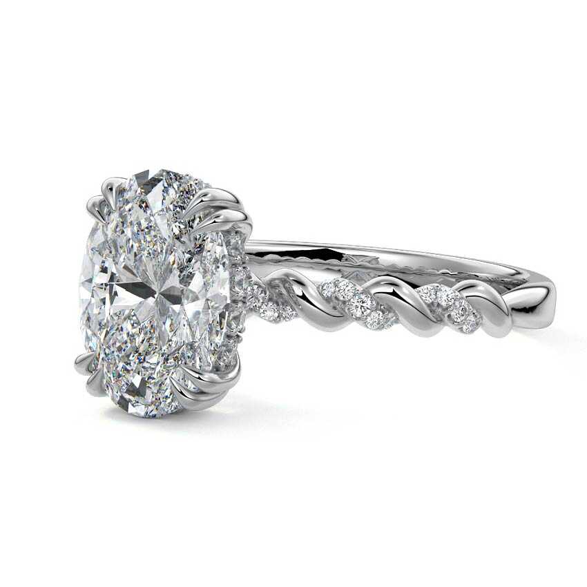 Twisted Band Pave One of a Kind Engagement Ring - Raphana Jewellery