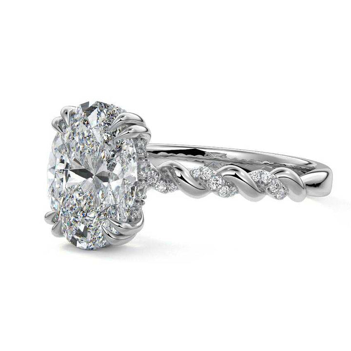 Twisted Band Pave One of a Kind Engagement Ring - Raphana Jewellery