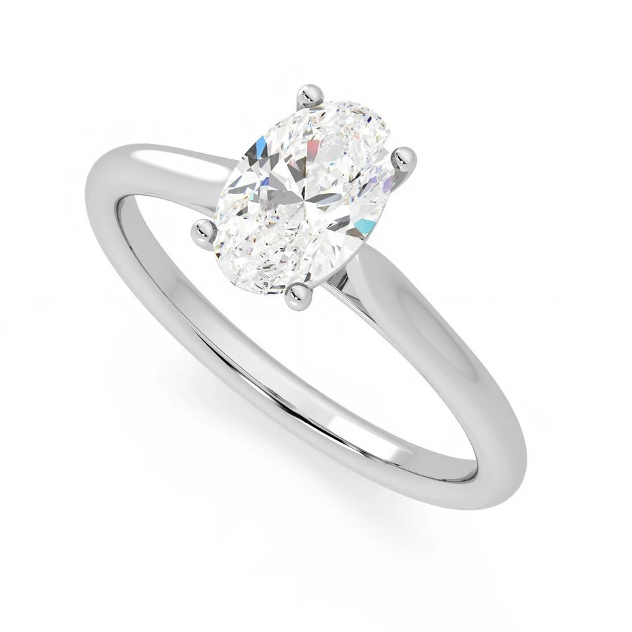 Oval cut natural diamond solitaire engagement ring New Zealand