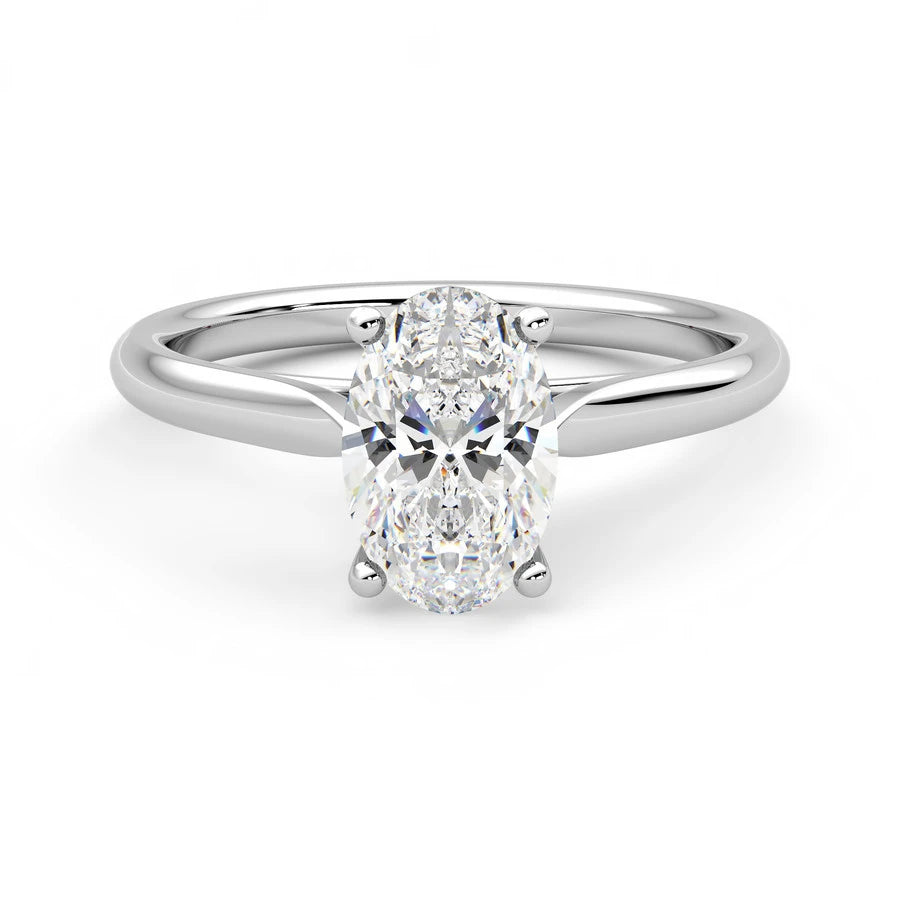 Oval Cut Solitaire Diamond Ring Platinum