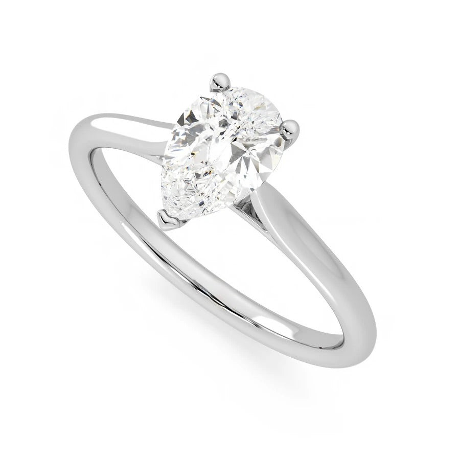 pear cut natural diamond solitaire engagement ring New Zealand