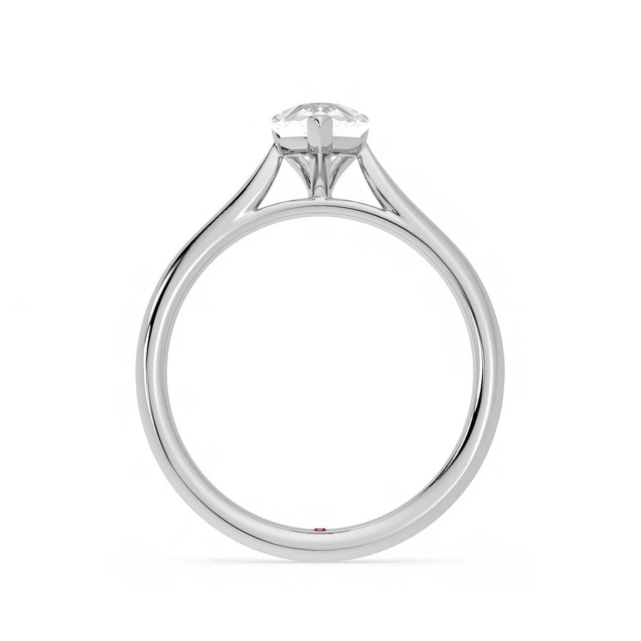 Pear Cut Solitaire Engagement Diamond Ring 18K