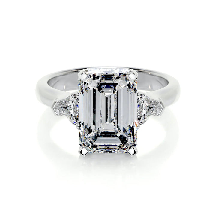 5 Carat Emerald Cut Three Stone Diamond Engagement Ring - Raphana Jewellery
