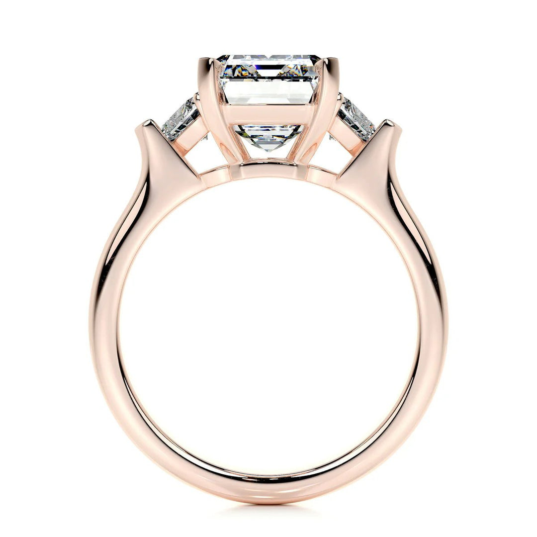 5 Carat Emerald Cut Three Stone Diamond Engagement Ring - Raphana Jewellery