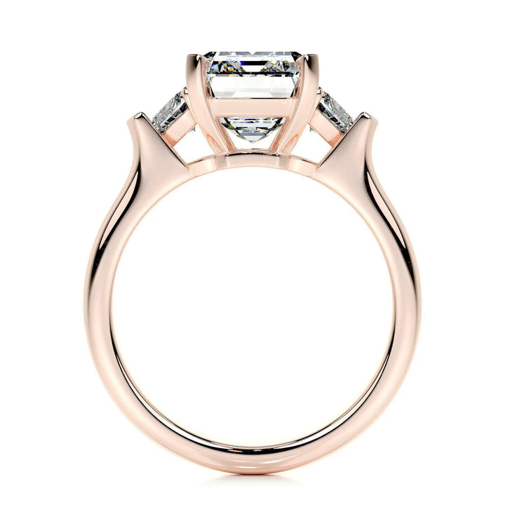 5 Carat Emerald Cut Three Stone Diamond Engagement Ring - Raphana Jewellery