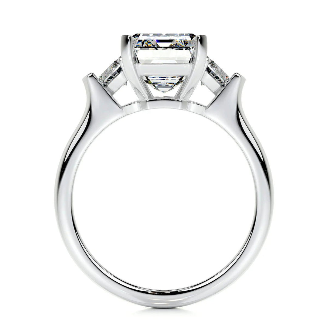 5 Carat Emerald Cut Three Stone Diamond Engagement Ring - Raphana Jewellery