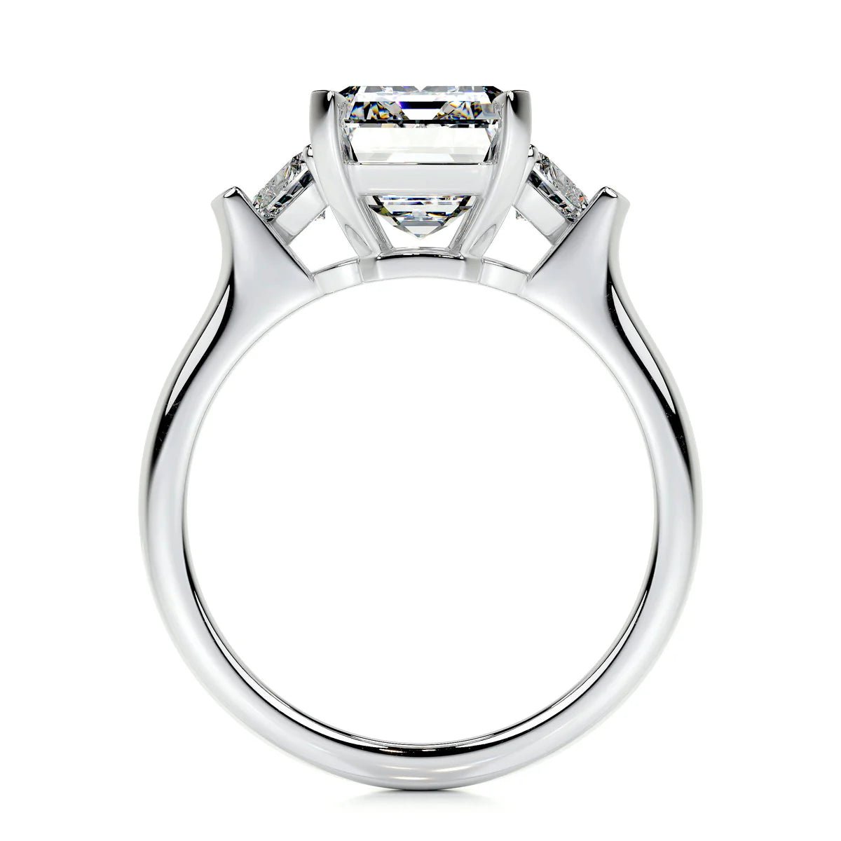 5 Carat Emerald Cut Three Stone Diamond Engagement Ring - Raphana Jewellery