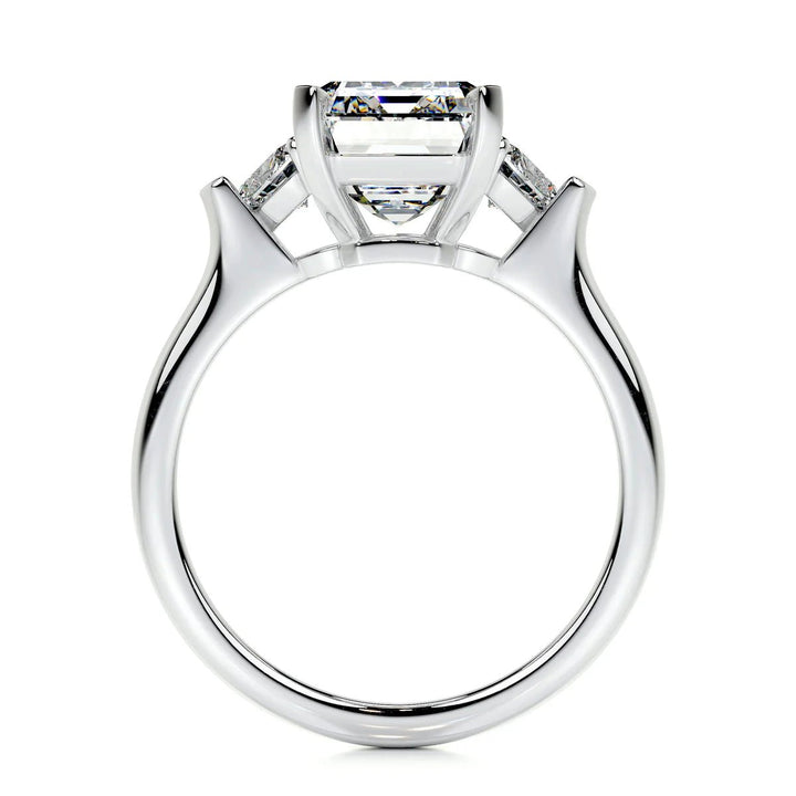 5 Carat Emerald Cut Three Stone Diamond Engagement Ring - Raphana Jewellery