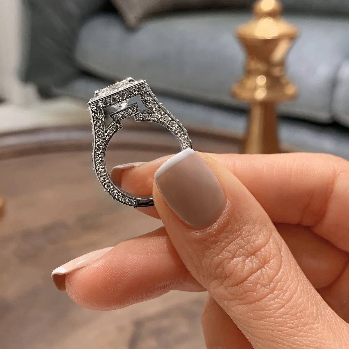 5 Carat Princess Cut Halo Diamond Engagement Ring - Raphana Jewellery