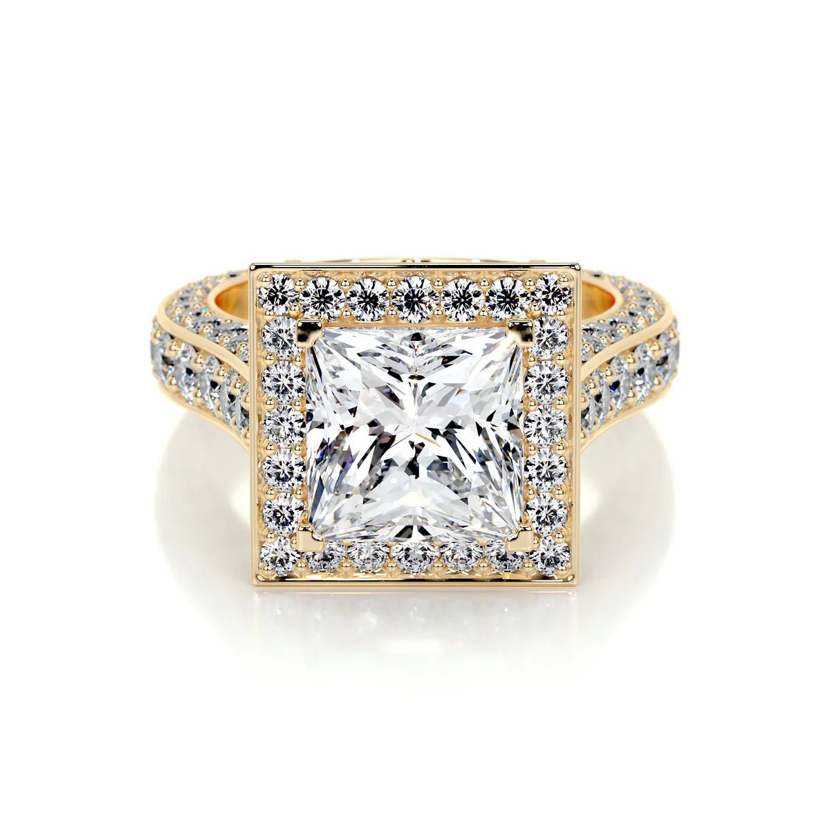 5 Carat Princess Cut Halo Diamond Engagement Ring - Raphana Jewellery