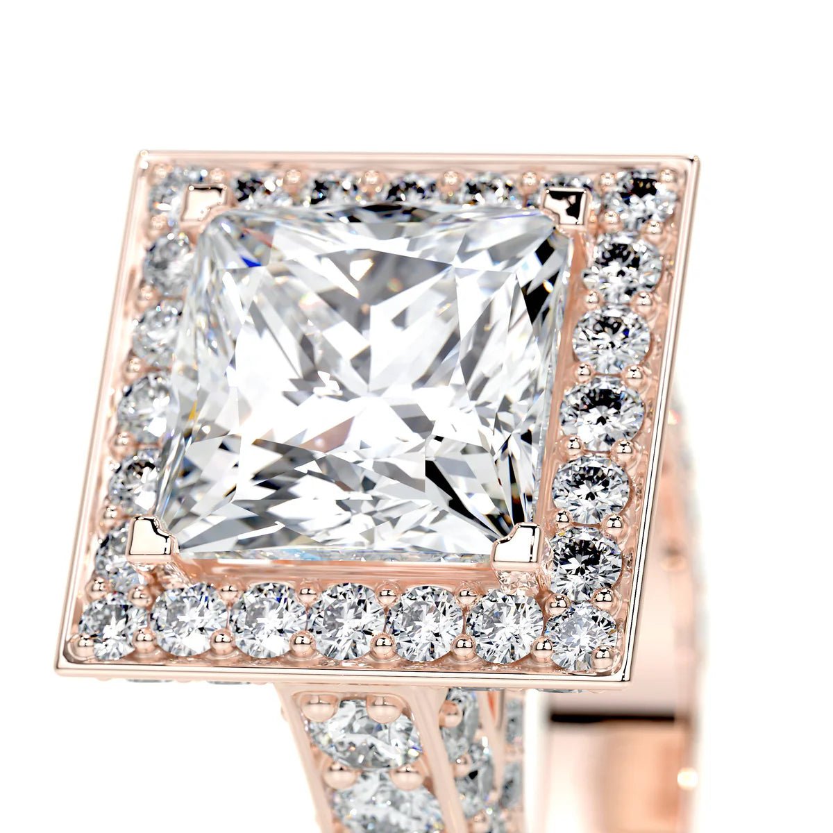 5 Carat Princess Cut Halo Diamond Engagement Ring - Raphana Jewellery