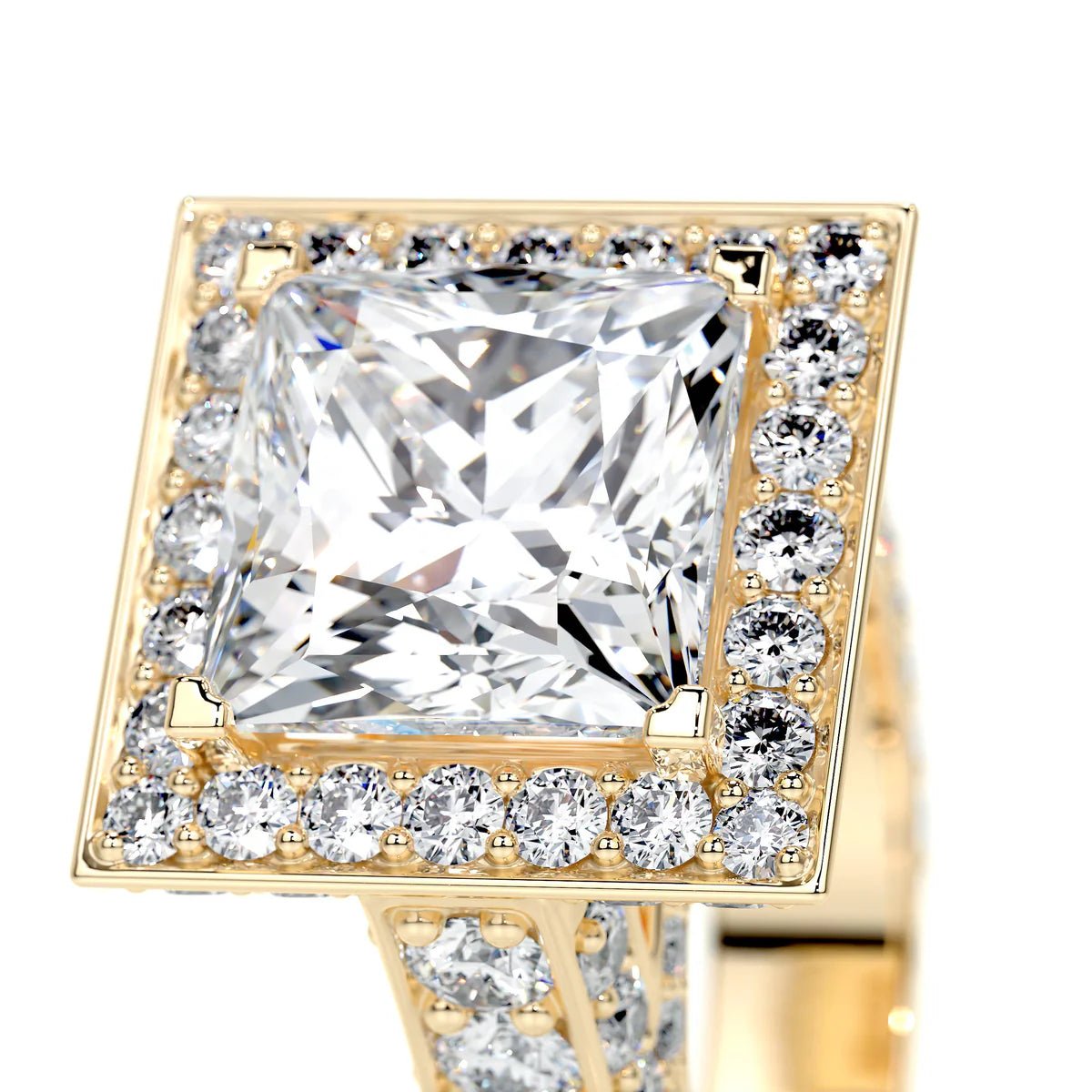 5 Carat Princess Cut Halo Diamond Engagement Ring - Raphana Jewellery
