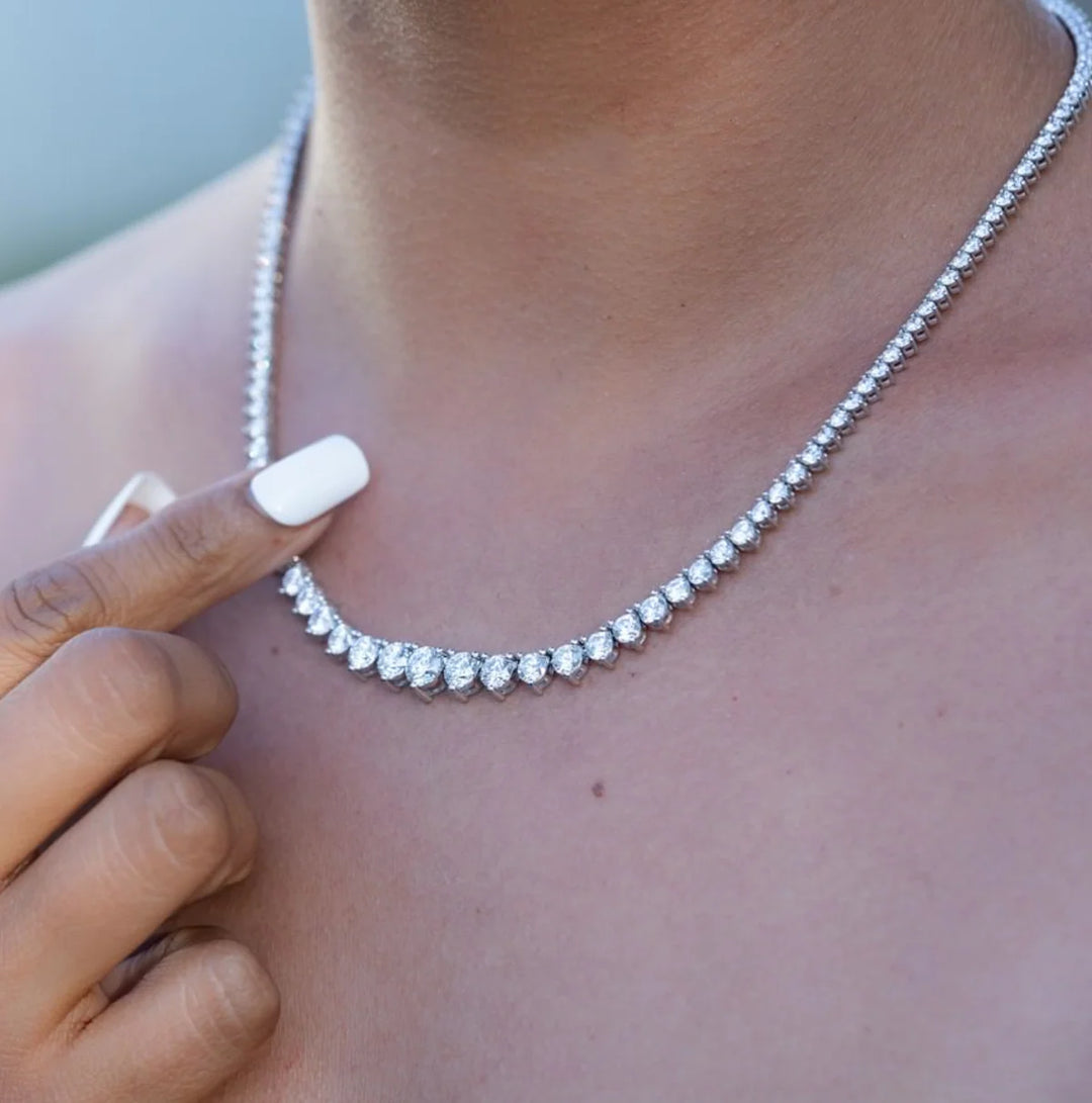 Riviera Tennis Gold Necklace | 14K White & Yellow Gold