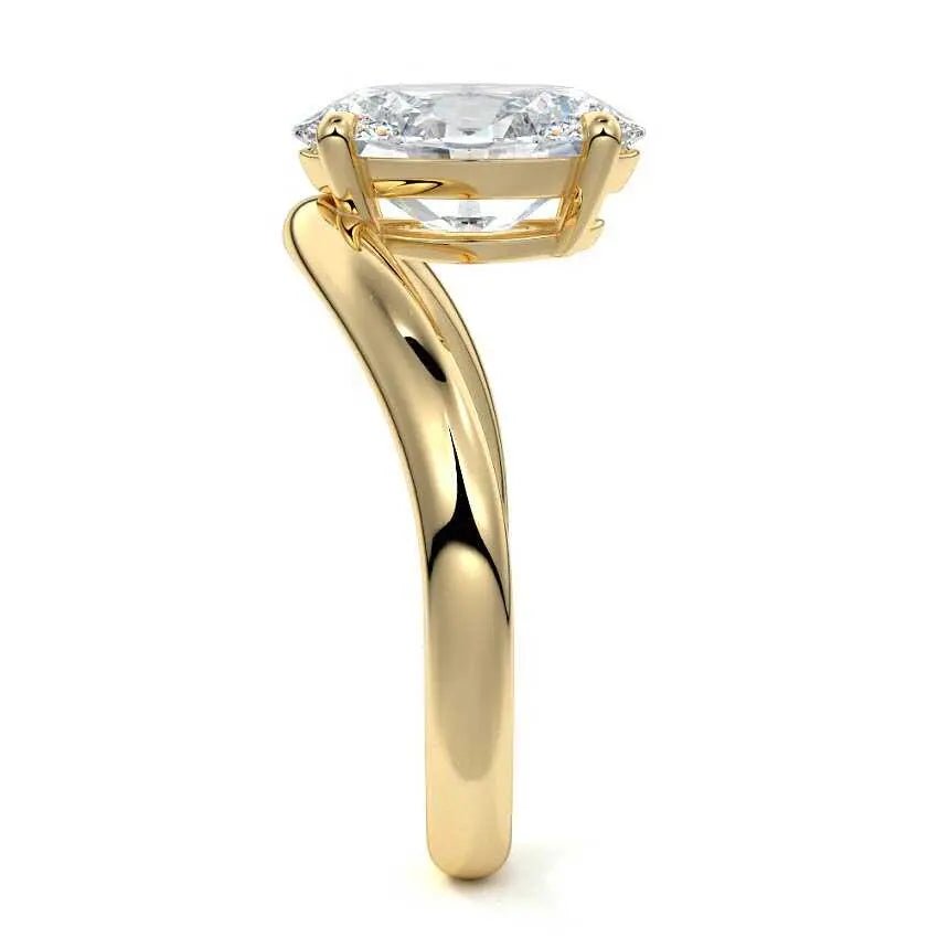 Curved Oval Cut Side Stone Engagement Ring – 18K Gold/Platinum - Raphana Jewellery