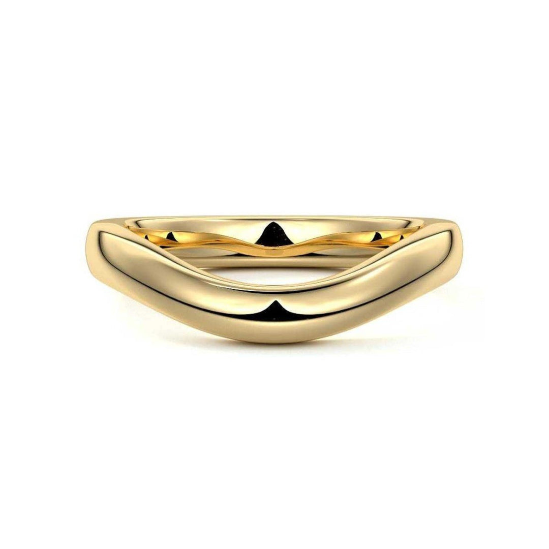 Curved Wedding Band Ring Unique - Raphana Jewellery