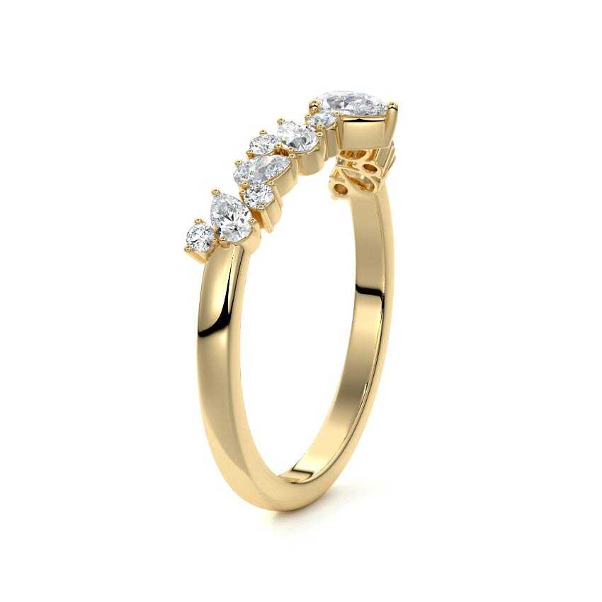 Curved Wedding Pear Shape Band Ring Unique - Raphana Jewellery