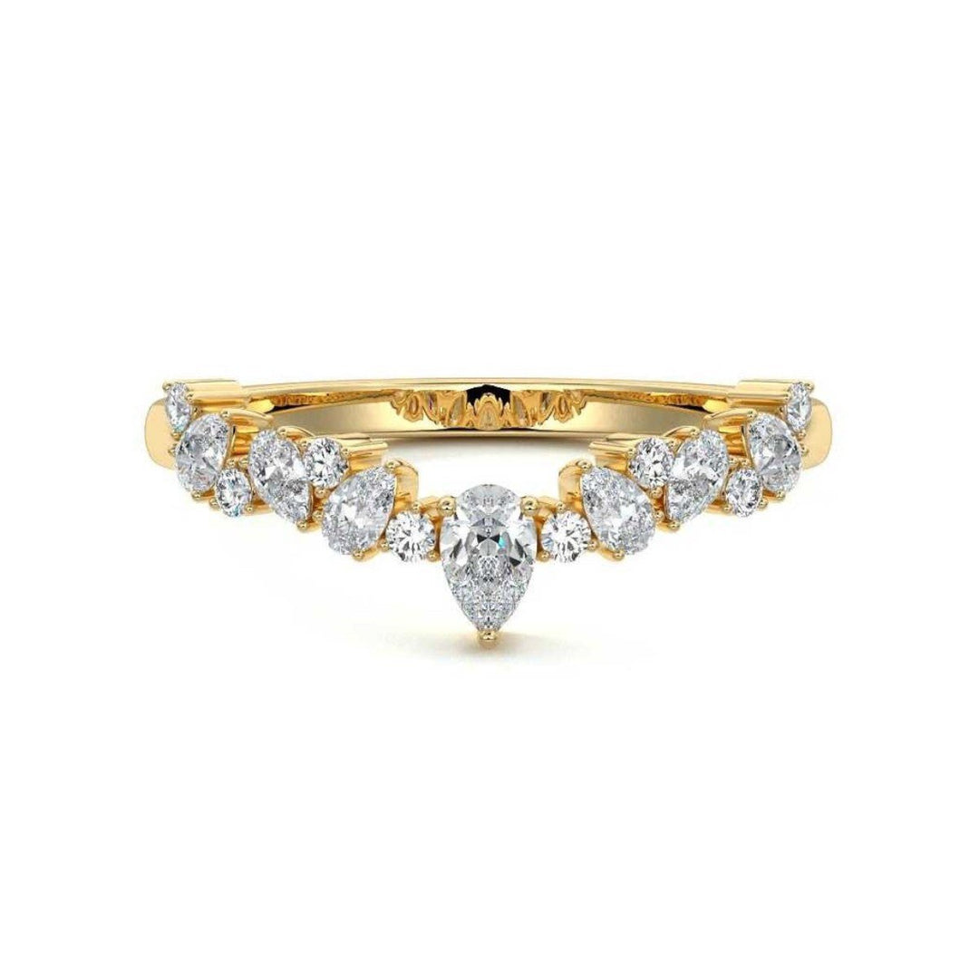 Curved Wedding Pear Shape Band Ring Unique - Raphana Jewellery