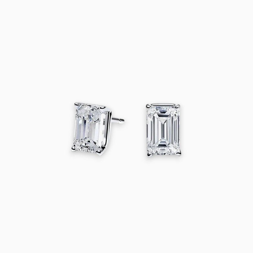 Emerald Cut Diamond Stud Earrings - Raphana Jewellery