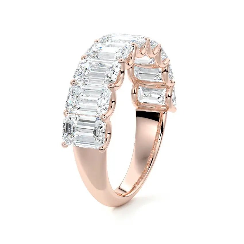 Half Eternity Emerald Cut Wedding Band - Raphana Jewellery