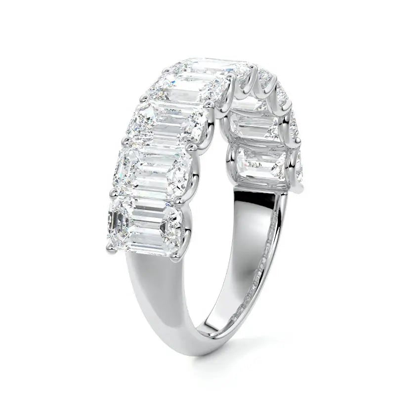 Half Eternity Emerald Cut Wedding Band - Raphana Jewellery