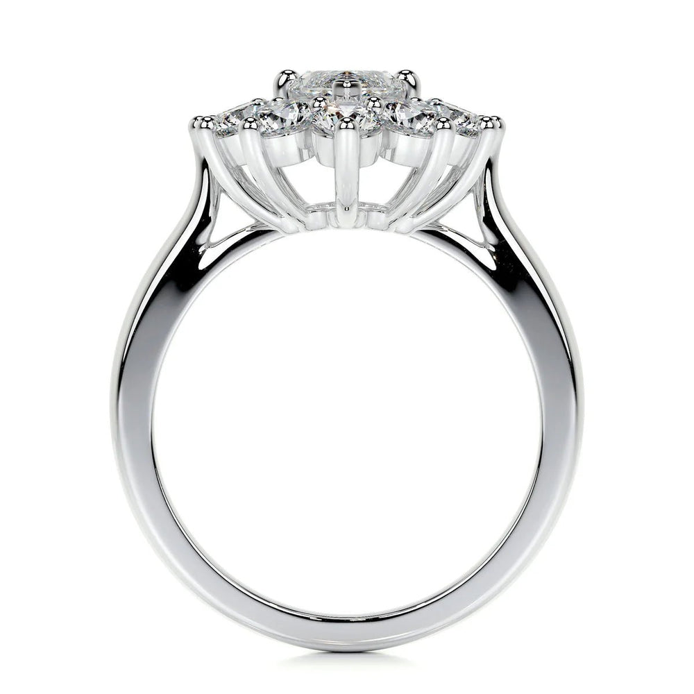 Marquise Cut Halo Engagement Ring 18K / Platinum - Raphana Jewellery