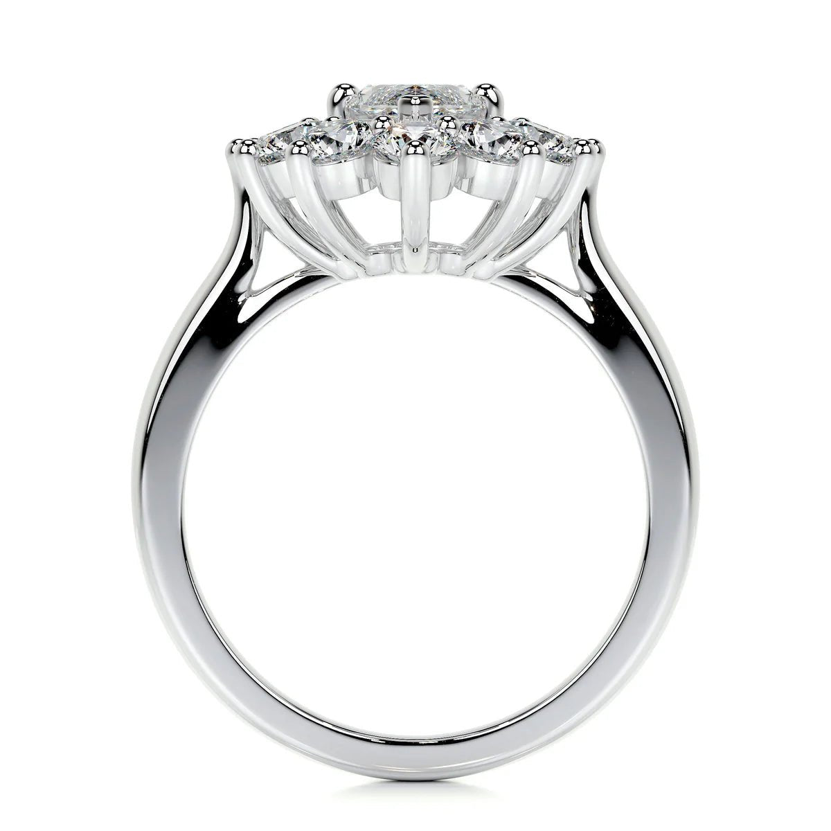 Marquise Cut Halo Engagement Ring 18K / Platinum - Raphana Jewellery