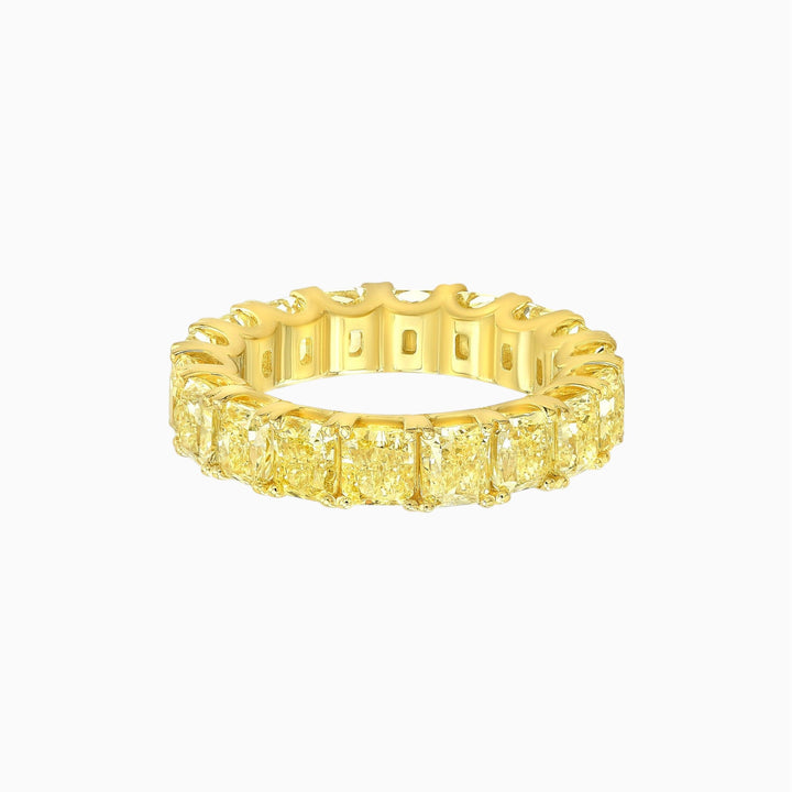 natural yellow diamond ring with radiant cuts
