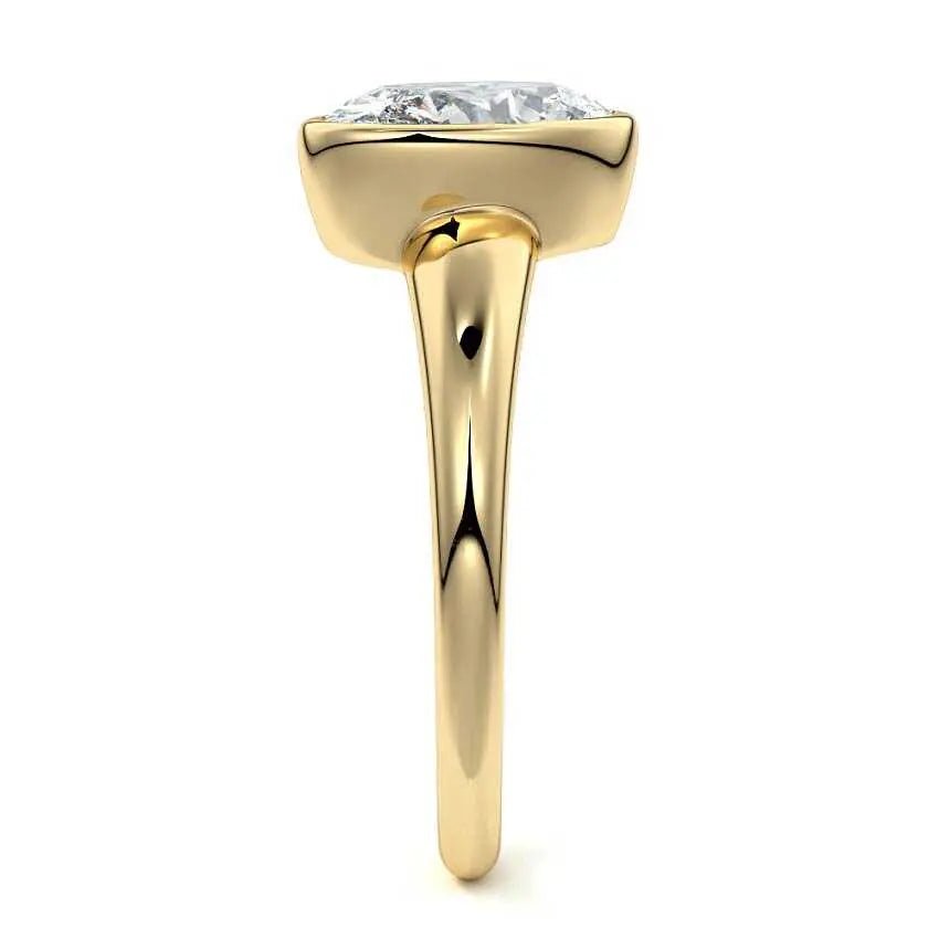 Oval Bezel Solitaire Band Engagement Ring - Raphana Jewellery