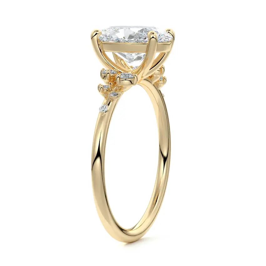 Oval Cut Side Stone Unique Engagement Ring - Raphana Jewellery