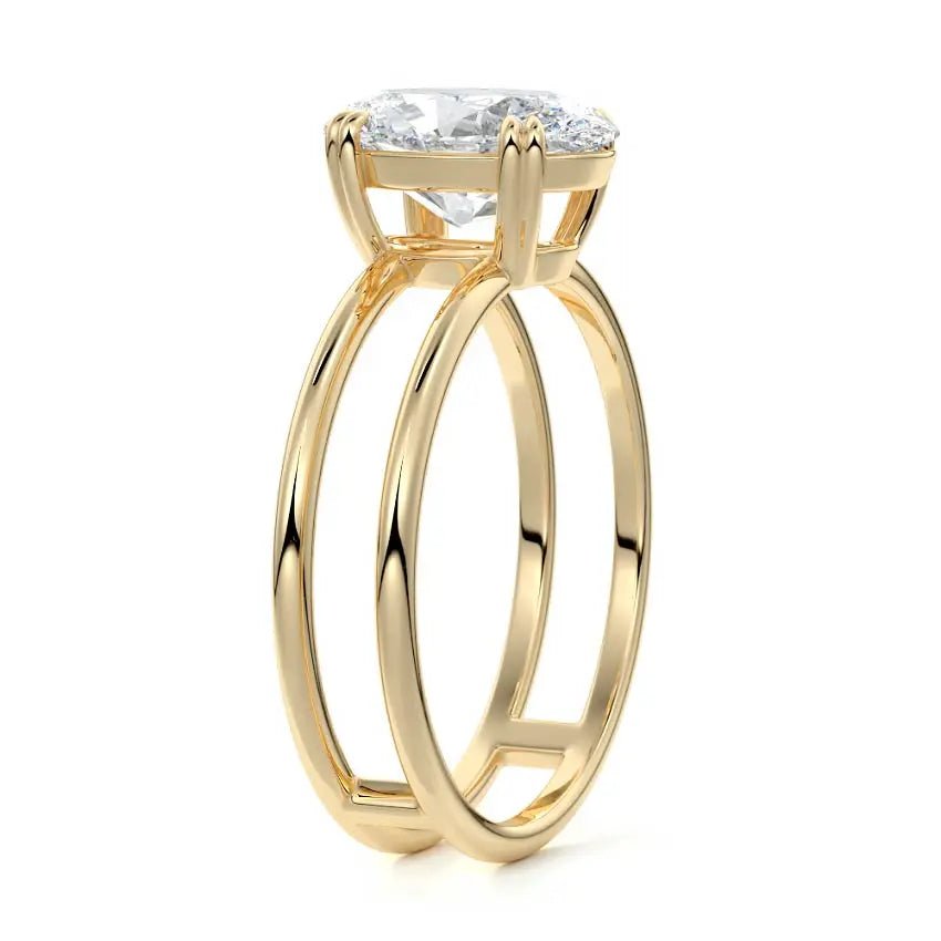 Oval Double Solitaire Band Engagement Ring - Raphana Jewellery