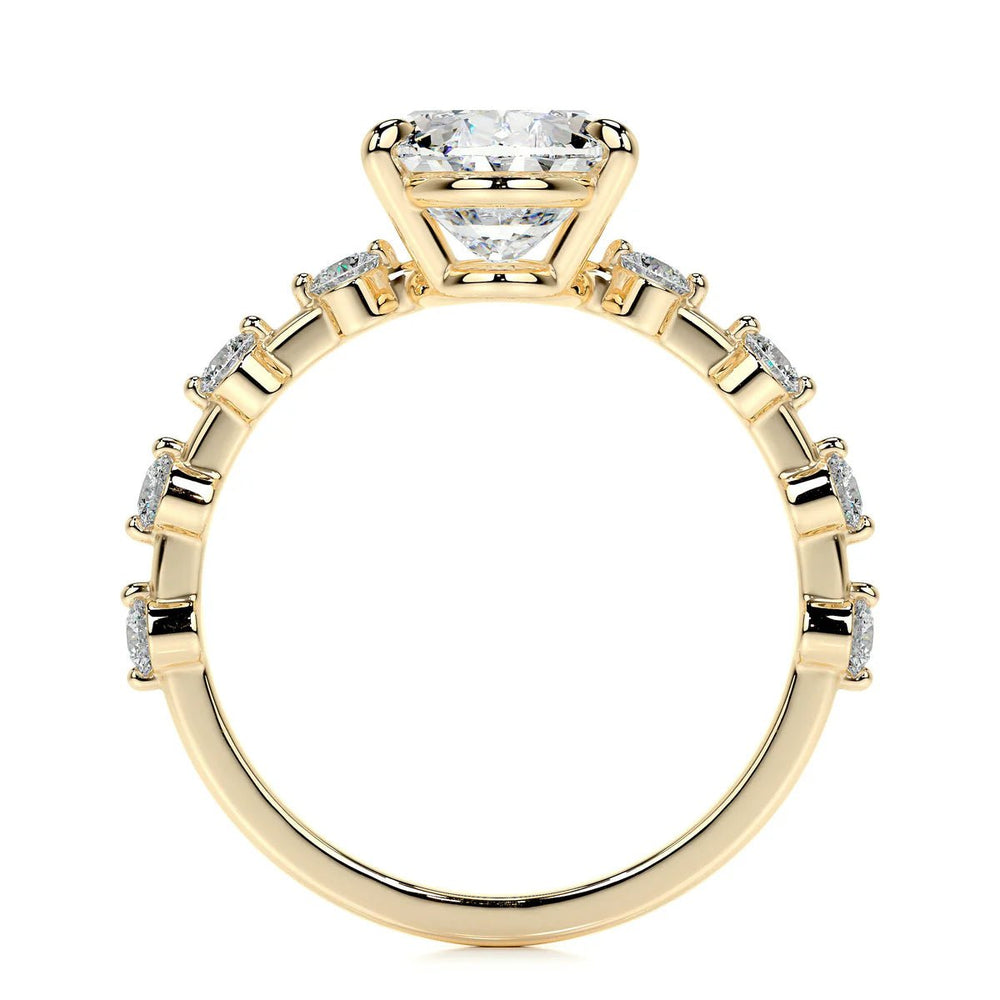Oval Unique Design Engagement Ring 18K Gold & Platinum - Raphana Jewellery