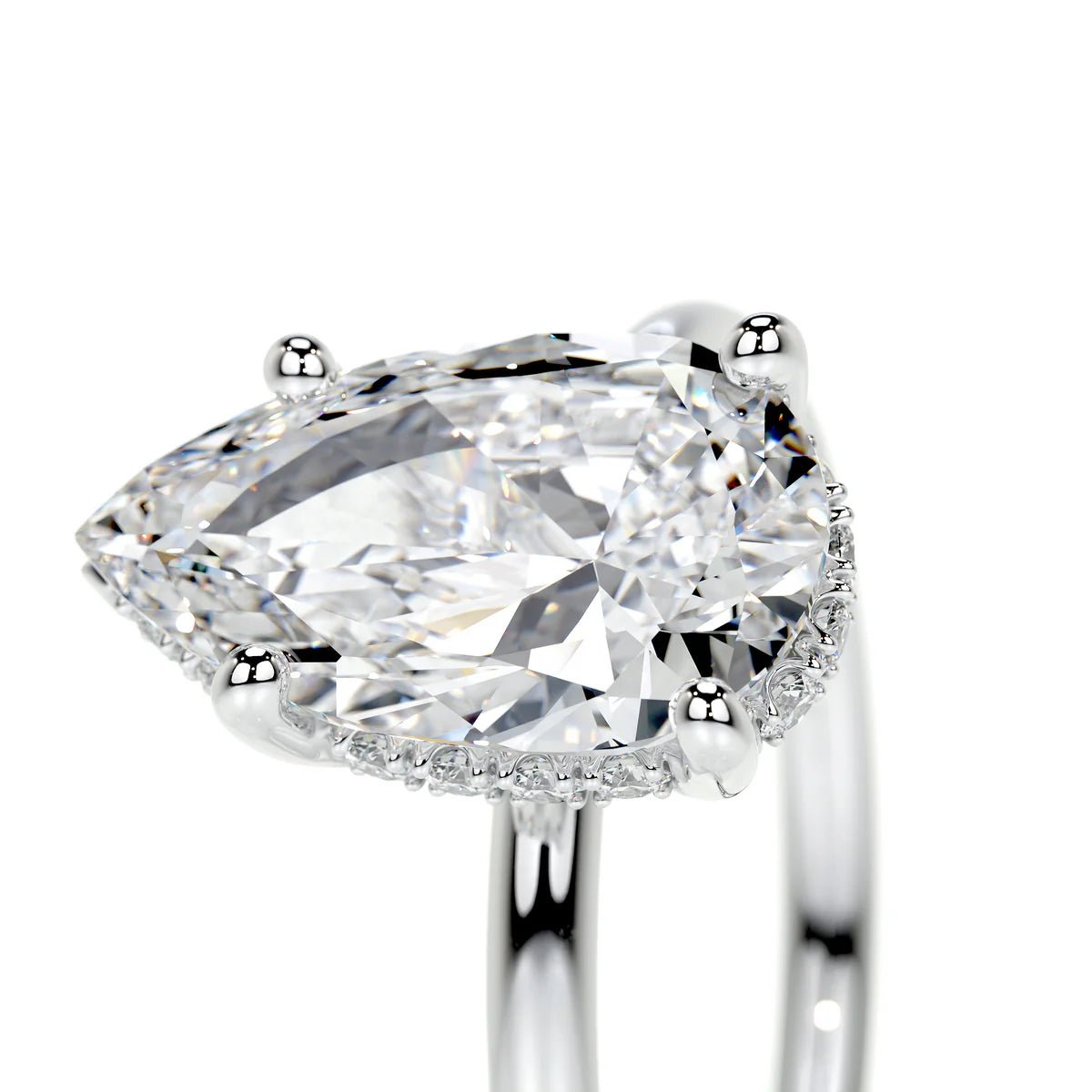 Pear Cut Solitaire Engagement Ring – 18K Gold & Platinum - Raphana Jewellery