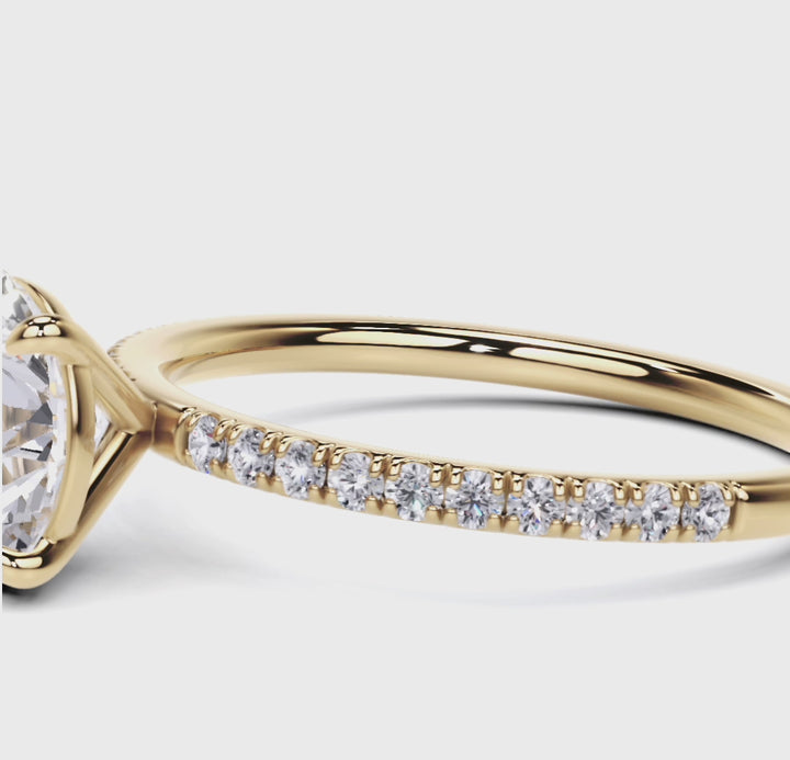 1 Carat Pave Round Brilliant Engagement Ring 18K