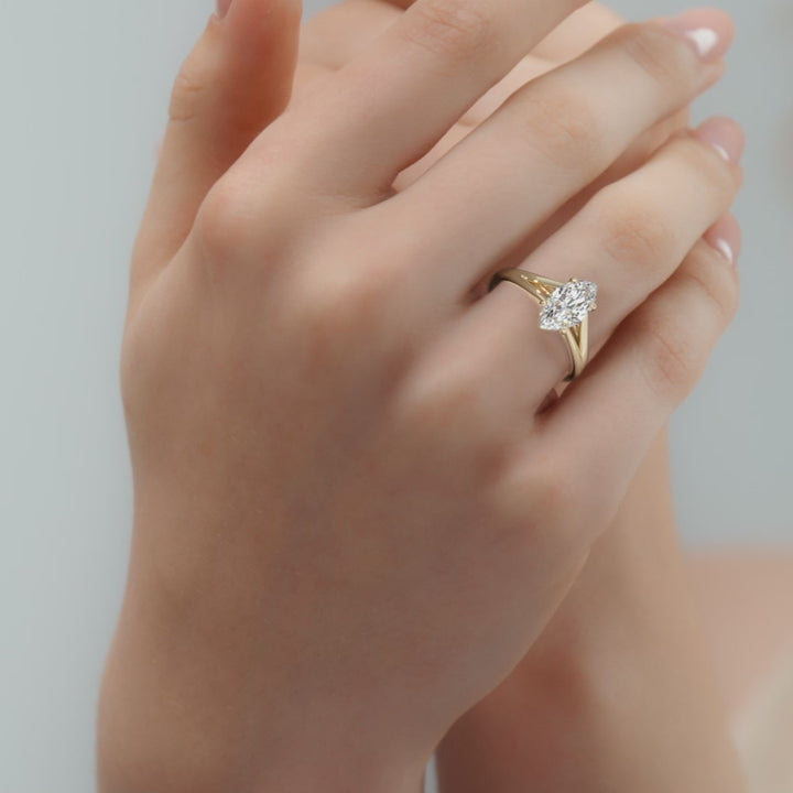 Unique Marquise Cut Engagement Rings 18K Yellow