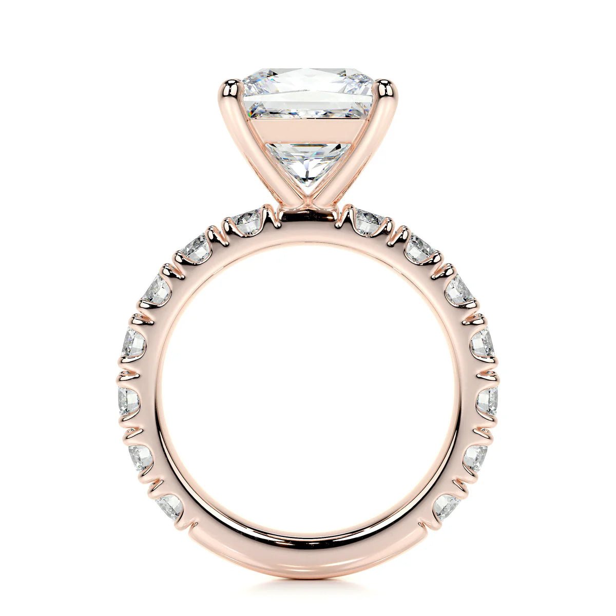 Princess Cut Pave Engagement Ring 18K & Platinum - Raphana Jewellery