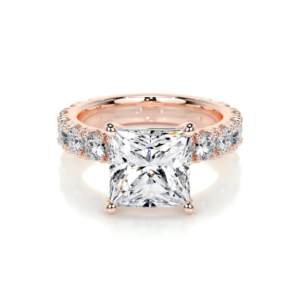 Princess Cut Pave Engagement Ring 18K & Platinum - Raphana Jewellery