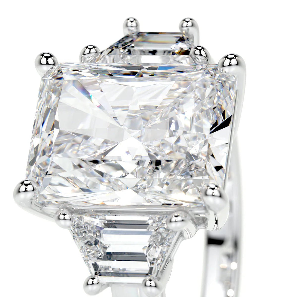 Three Stone Radiant Cut Diamond Engagement Ring - Raphana Jewellery