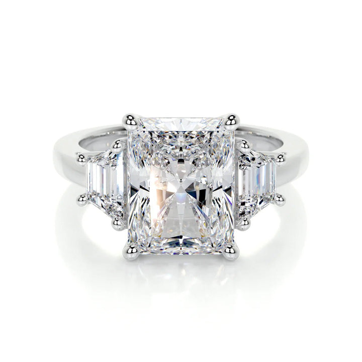 Three Stone Radiant Cut Diamond Engagement Ring - Raphana Jewellery