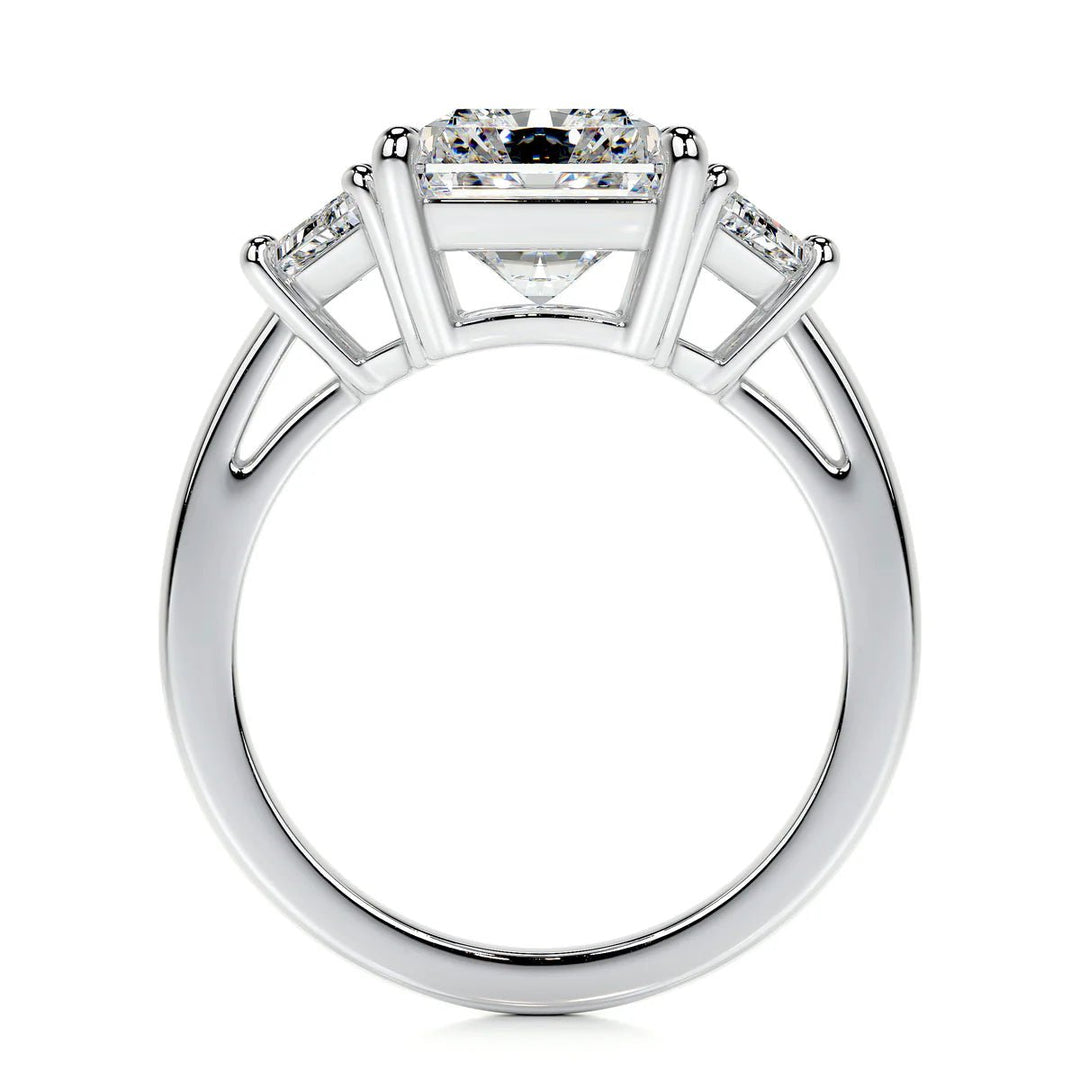 Three Stone Radiant Cut Diamond Engagement Ring - Raphana Jewellery